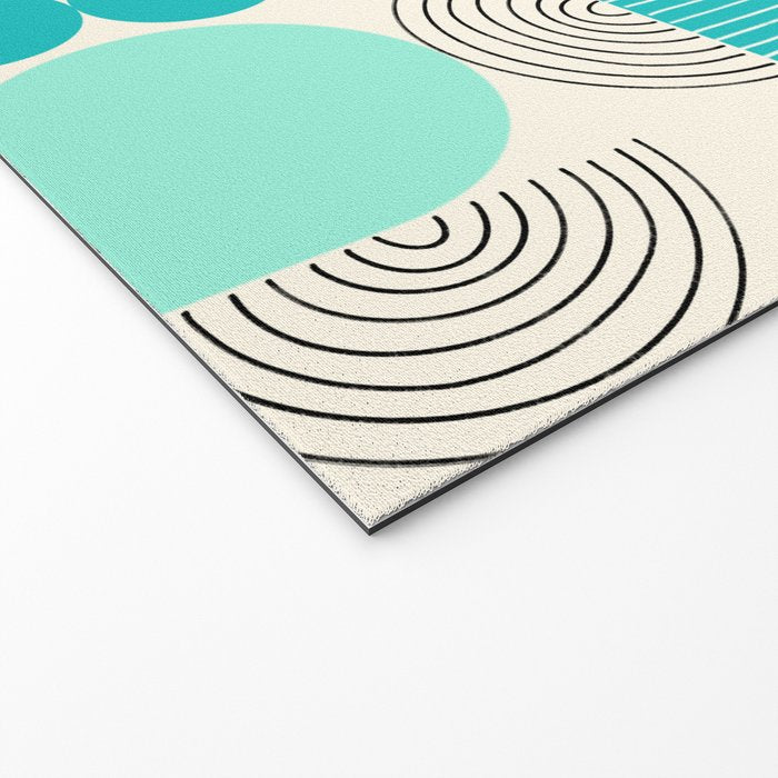 Mid-Century Geometrics Aqua Blue Teal Pattern Welcome Mat Gallery Image 2