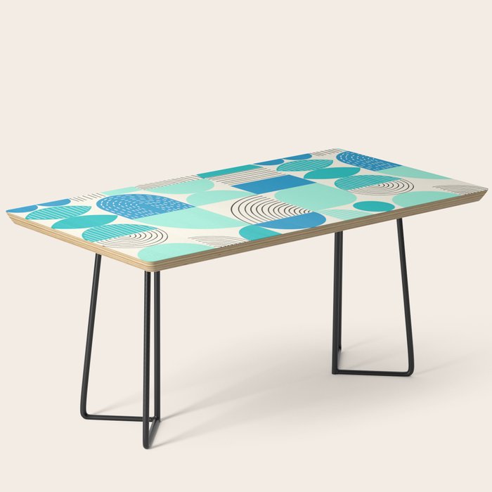 Mid-Century Geometrics Aqua Blue Teal Pattern Coffee Table Gallery Image 1