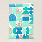Mid-Century Geometrics Aqua Blue Teal Pattern Stationery Card Gallery Image 2
