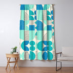 Mid-Century Geometrics Aqua Blue Teal Pattern Window Curtain Gallery Image 5