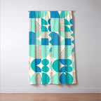 Mid-Century Geometrics Aqua Blue Teal Pattern Window Curtain Gallery Image 3