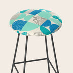 Mid-Century Geometrics Aqua Blue Teal Pattern Stool Gallery Image 2