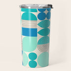 Mid-Century Geometrics Aqua Blue Teal Pattern Travel Mug Gallery Image 2