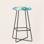 Mid-Century Geometrics Aqua Blue Teal Pattern Stool Gallery Image 1