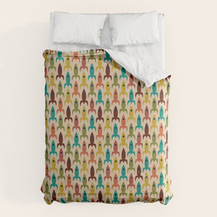 Little Rockets - Atomic Age Mid-Century Modern Pattern in Mid Mod Multicolour  Comforter Gallery Image 6