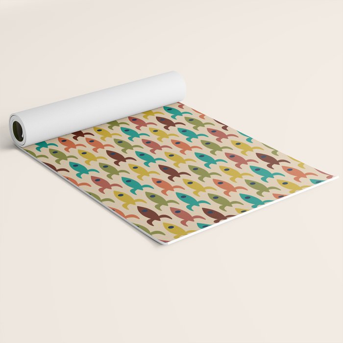 Little Rockets - Atomic Age Mid-Century Modern Pattern in Mid Mod Multicolour  Yoga Mat Gallery Image 2