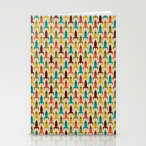 Little Rockets - Atomic Age Mid-Century Modern Pattern in Mid Mod Multicolour  Stationery Card Gallery Image 2