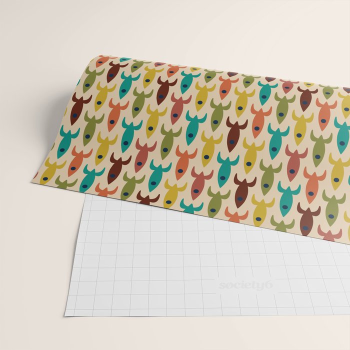 Little Rockets - Atomic Age Mid-Century Modern Pattern in Mid Mod Multicolour  Wrapping Paper Gallery Image 2