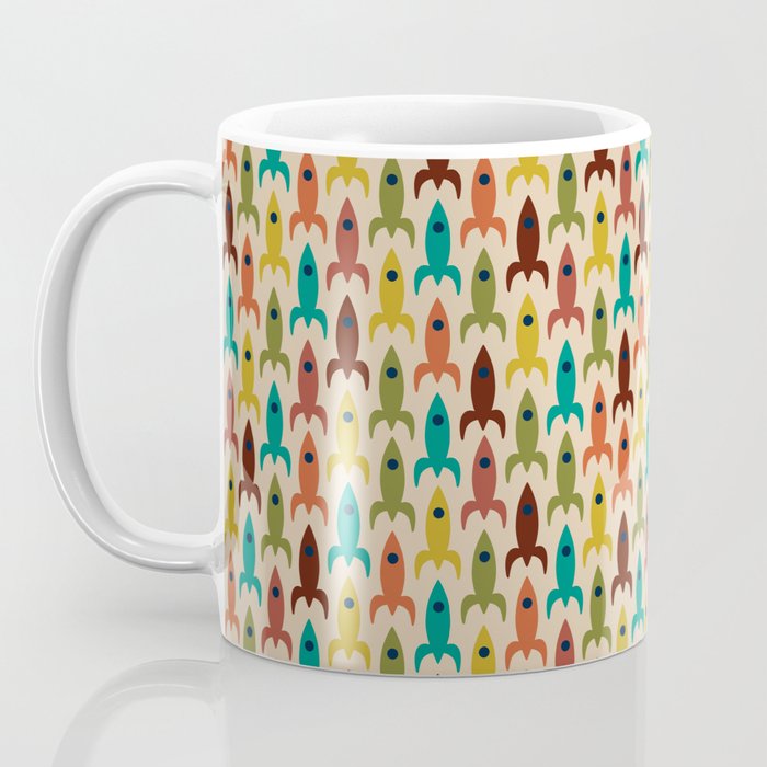 Little Rockets - Atomic Age Mid-Century Modern Pattern in Mid Mod Multicolour  Coffee Mug Gallery Image 3
