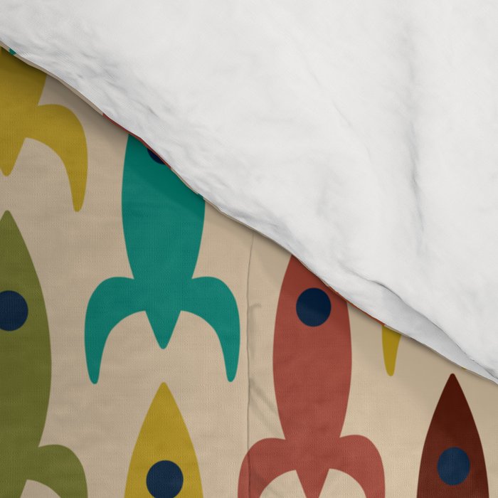 Little Rockets - Atomic Age Mid-Century Modern Pattern in Mid Mod Multicolour  Comforter Gallery Image 4