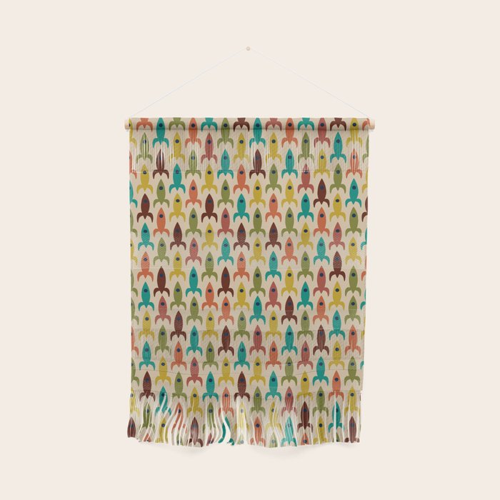 Little Rockets - Atomic Age Mid-Century Modern Pattern in Mid Mod Multicolour  Wall Hanging Gallery Image 1