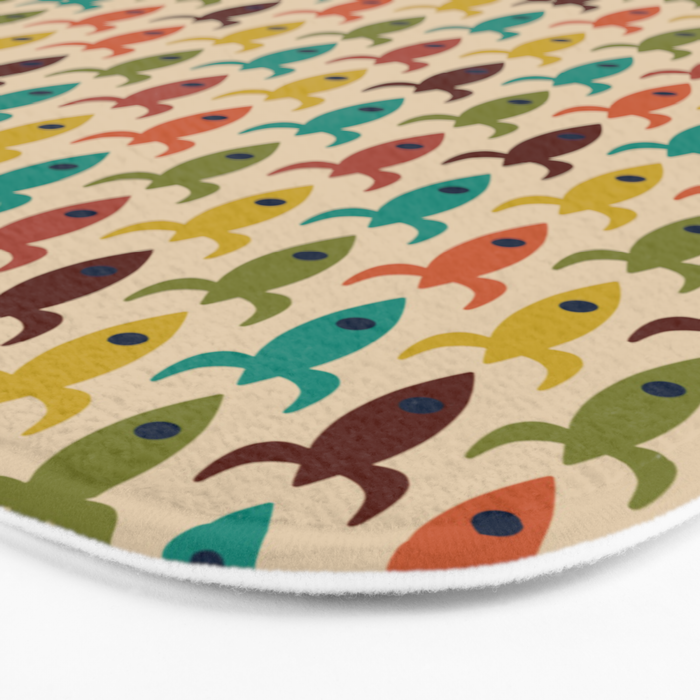 Little Rockets - Atomic Age Mid-Century Modern Pattern in Mid Mod Multicolour  Bath Mat Gallery Image 3