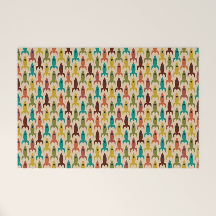Little Rockets - Atomic Age Mid-Century Modern Pattern in Mid Mod Multicolour  Welcome Mat Gallery Image 1