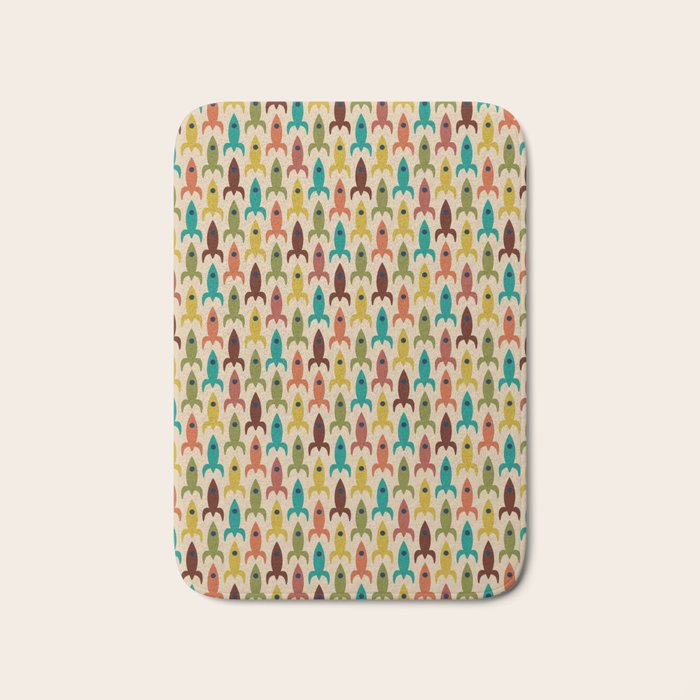 Little Rockets - Atomic Age Mid-Century Modern Pattern in Mid Mod Multicolour  Bath Mat Gallery Image 1