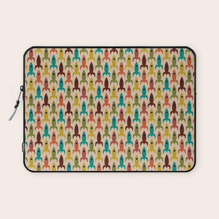 Little Rockets - Atomic Age Mid-Century Modern Pattern in Mid Mod Multicolour  Laptop Sleeve Gallery Image 1