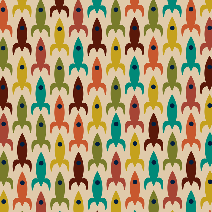 Little Rockets - Atomic Age Mid-Century Modern Pattern in Mid Mod Multicolour  Coffee Mug Gallery Image 2
