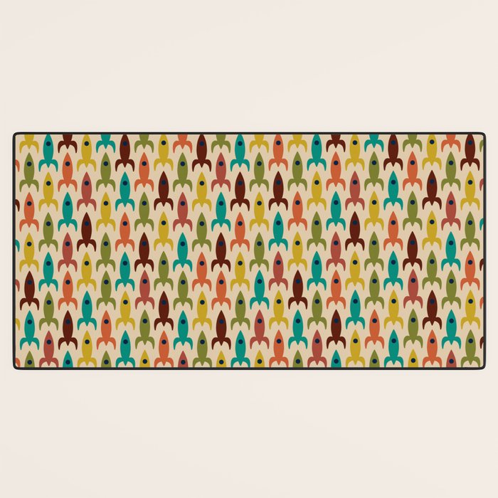 Little Rockets - Atomic Age Mid-Century Modern Pattern in Mid Mod Multicolour  Desk Mat Gallery Image 3