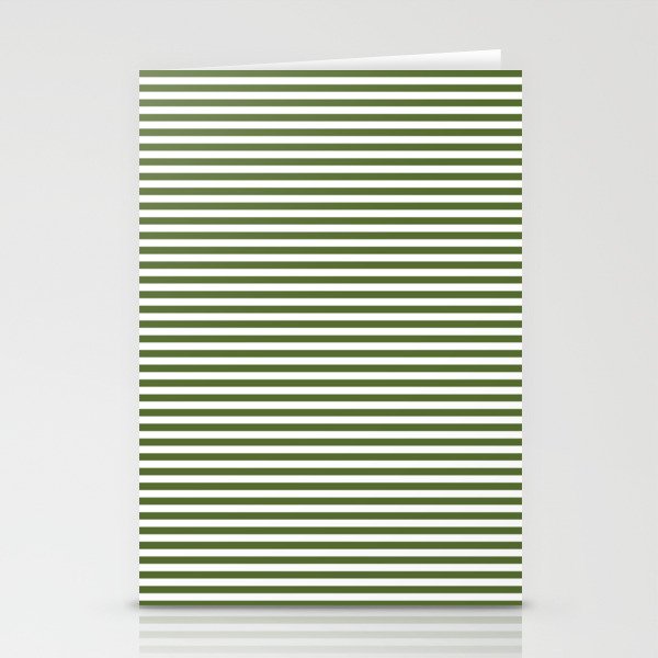 Dark Olive Green and White Horizontal Stripe Pattern for Elegant Interior Accents Stationery Card Gallery Image 1