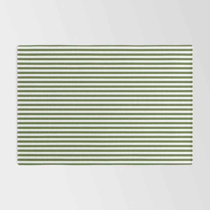 Dark Olive Green and White Horizontal Stripe Pattern for Elegant Interior Accents Rug Gallery Image 2