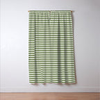 Dark Olive Green and White Horizontal Stripe Pattern for Elegant Interior Accents Window Curtain Gallery Image 3