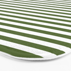 Dark Olive Green and White Horizontal Stripe Pattern for Elegant Interior Accents Bath Mat Gallery Image 3