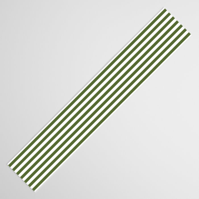 Dark Olive Green and White Horizontal Stripe Pattern for Elegant Interior Accents Table Runner Gallery Image 3