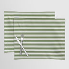 Dark Olive Green and White Horizontal Stripe Pattern for Elegant Interior Accents Placemat Gallery Image 1