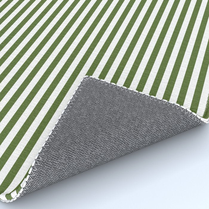 Dark Olive Green and White Horizontal Stripe Pattern for Elegant Interior Accents Rug Gallery Image 4