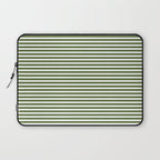 Dark Olive Green and White Horizontal Stripe Pattern for Elegant Interior Accents Laptop Sleeve Gallery Image 1