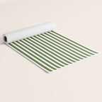 Dark Olive Green and White Horizontal Stripe Pattern for Elegant Interior Accents Yoga Mat Gallery Image 2