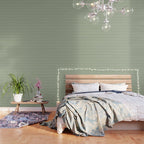 Dark Olive Green and White Horizontal Stripe Pattern for Elegant Interior Accents Wallpaper Gallery Image 3