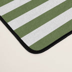 Dark Olive Green and White Horizontal Stripe Pattern for Elegant Interior Accents Desk Mat Gallery Image 4