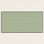 Dark Olive Green and White Horizontal Stripe Pattern for Elegant Interior Accents Desk Mat Gallery Image 3
