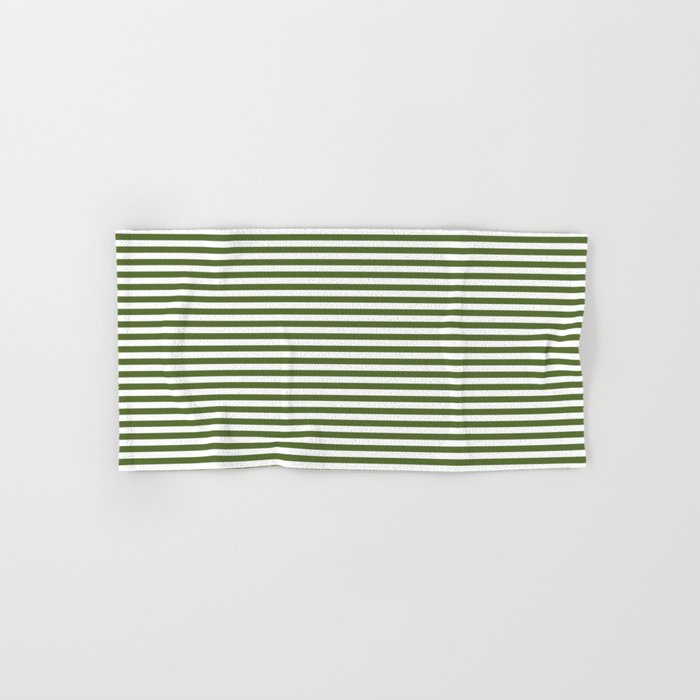 Dark Olive Green and White Horizontal Stripe Pattern for Elegant Interior Accents Bath Towel Gallery Image 1