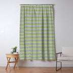 Dark Olive Green and White Horizontal Stripe Pattern for Elegant Interior Accents Window Curtain Gallery Image 5