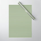Dark Olive Green and White Horizontal Stripe Pattern for Elegant Interior Accents Wrapping Paper Gallery Image 1
