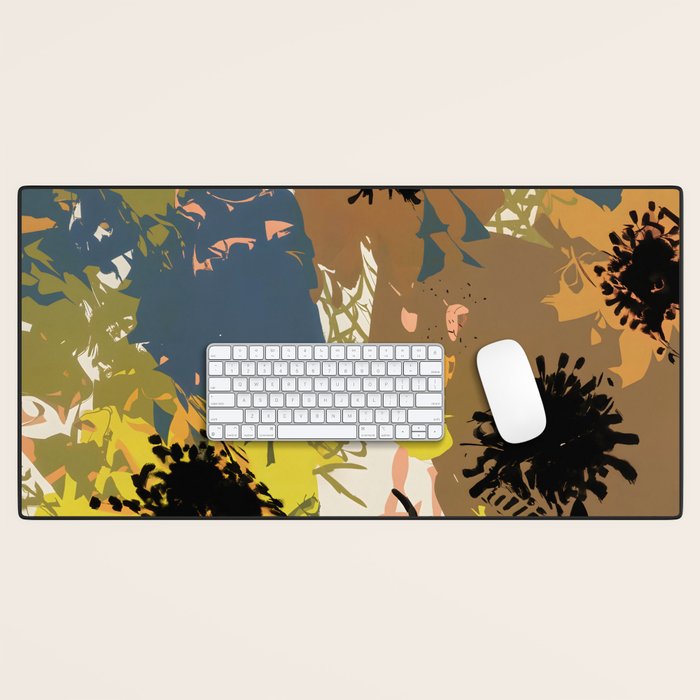Yellow Ochre Florals Desk Mat Gallery Image 1