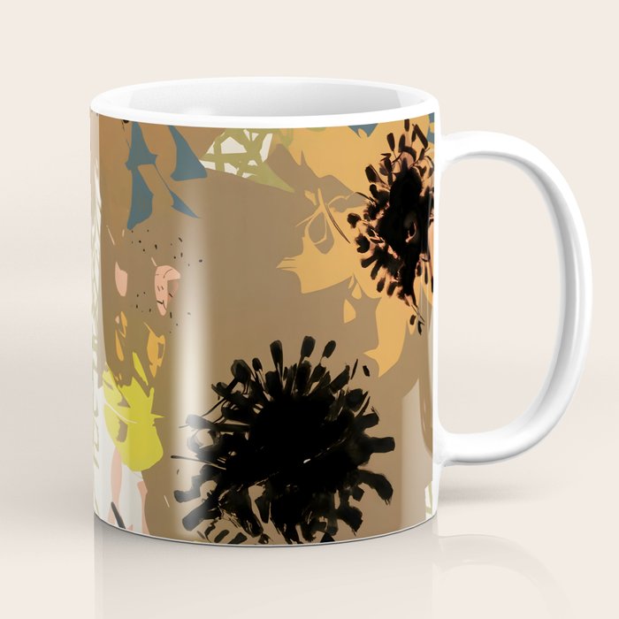 Yellow Ochre Florals Coffee Mug Gallery Image 1