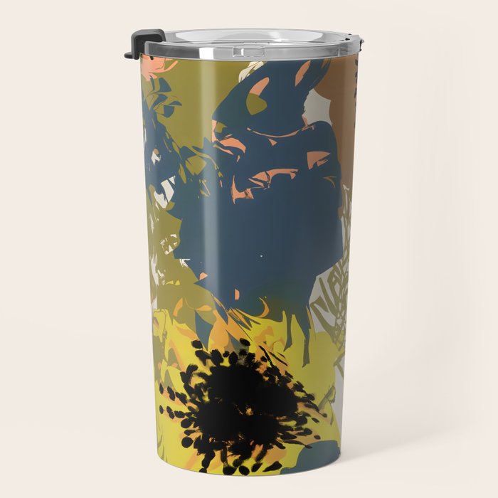 Yellow Ochre Florals Travel Mug Gallery Image 3