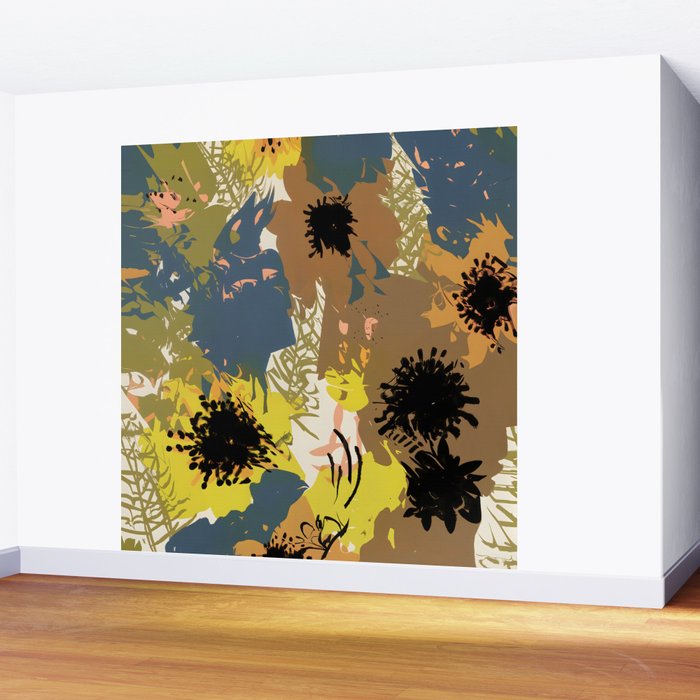 Yellow Ochre Florals Wall Mural Gallery Image 2