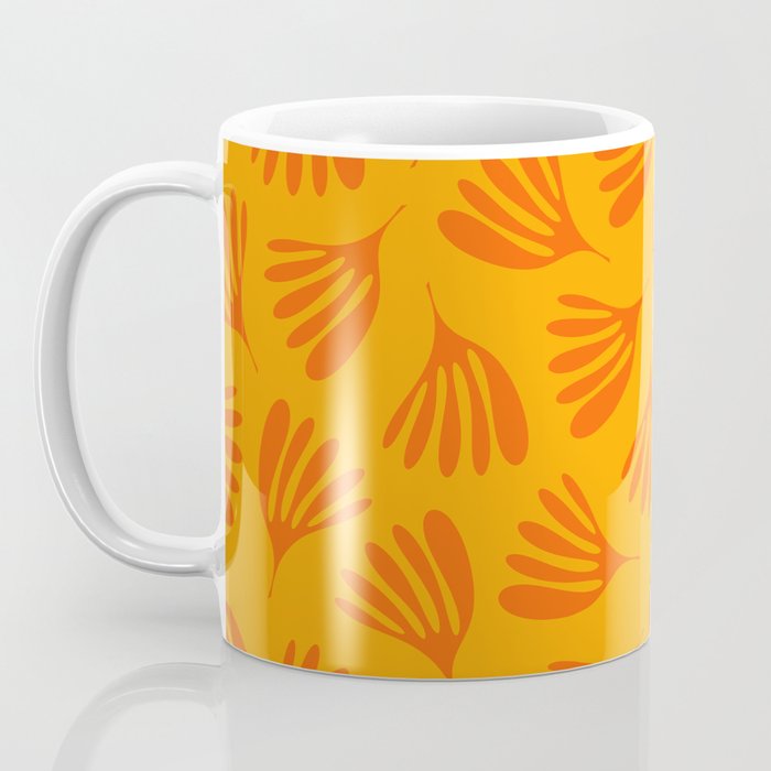 Orange Toned Wispy Leaves Contemporary Abstract Pattern Coffee Mug Gallery Image 3