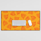 Orange Toned Wispy Leaves Contemporary Abstract Pattern Desk Mat Gallery Image 1