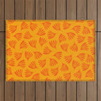 Orange Toned Wispy Leaves Contemporary Abstract Pattern Outdoor Rug Gallery Image 1