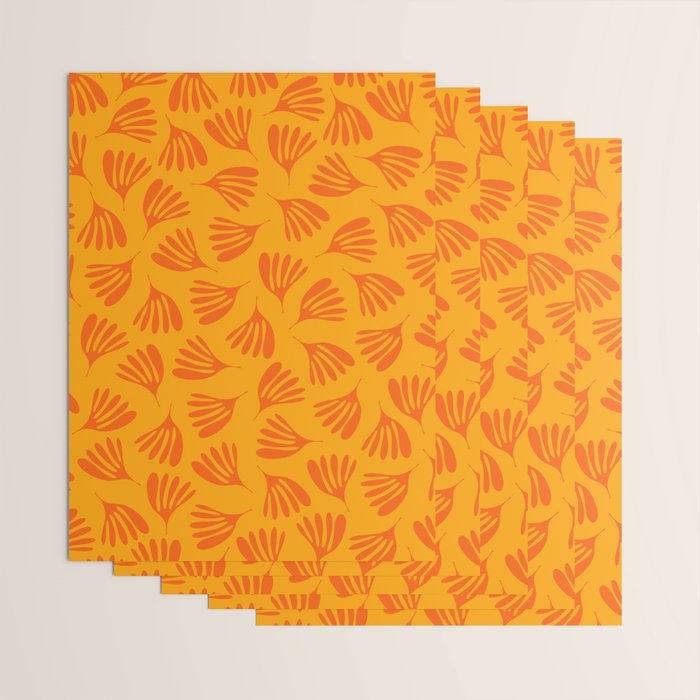 Orange Toned Wispy Leaves Contemporary Abstract Pattern Wrapping Paper Gallery Image 3