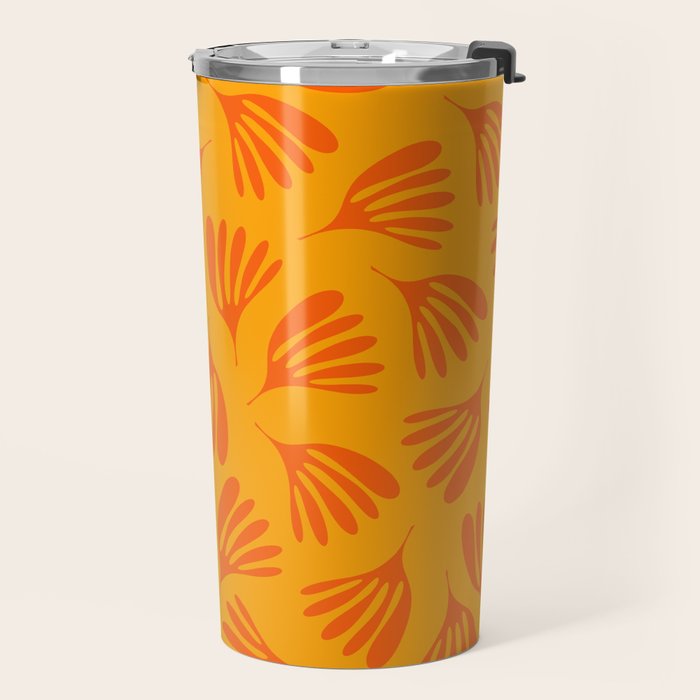 Orange Toned Wispy Leaves Contemporary Abstract Pattern Travel Mug Gallery Image 2