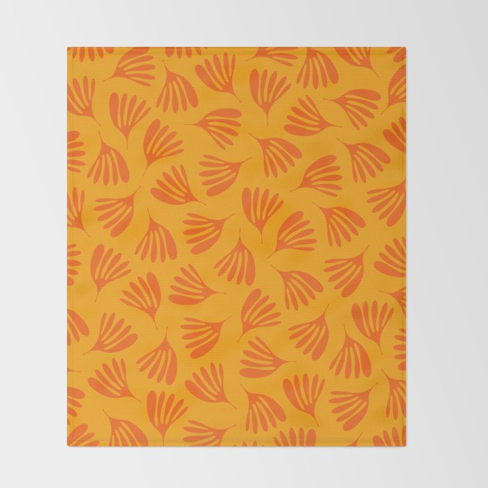 Orange Toned Wispy Leaves Contemporary Abstract Pattern Throw Blanket Gallery Image 2