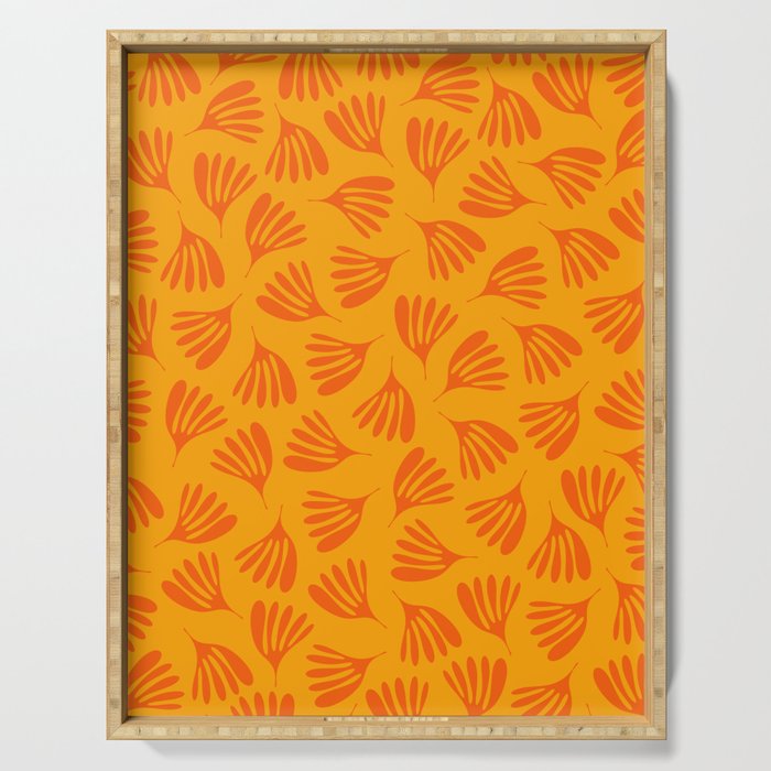 Orange Toned Wispy Leaves Contemporary Abstract Pattern Serving Tray Gallery Image 1