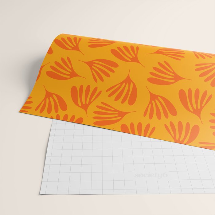 Orange Toned Wispy Leaves Contemporary Abstract Pattern Wrapping Paper Gallery Image 2