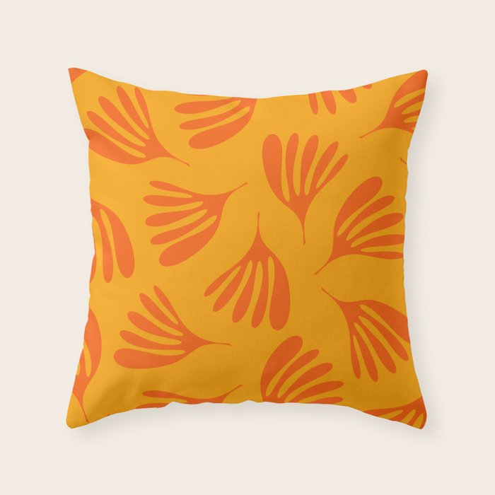 Orange Toned Wispy Leaves Contemporary Abstract Pattern Throw Pillow Gallery Image 6
