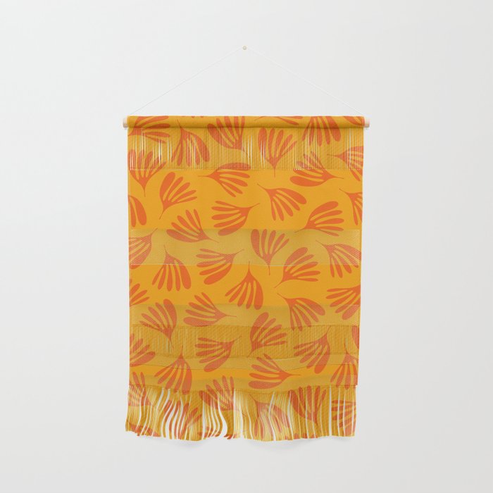 Orange Toned Wispy Leaves Contemporary Abstract Pattern Wall Hanging Gallery Image 1